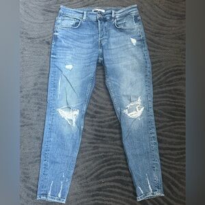 Zara Low Rise Destroyed Skinny Jeans